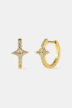Clear Star Hoop Earrings - 15mm