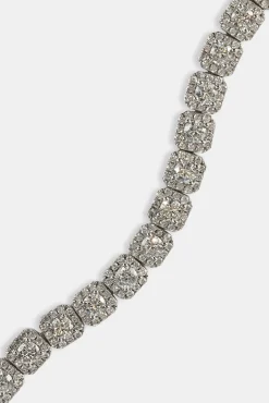 Clustered Tennis Bracelet - 7mm - White
