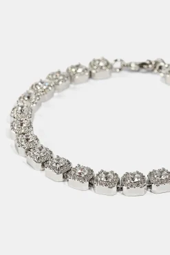 Clustered Tennis Bracelet - 7mm - White