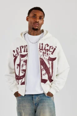 CN17 Boxy Zip Through Hoodie - Off White