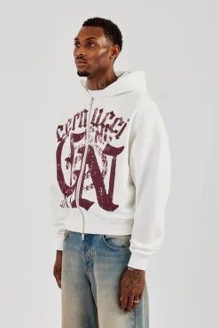 CN17 Boxy Zip Through Hoodie - Off White