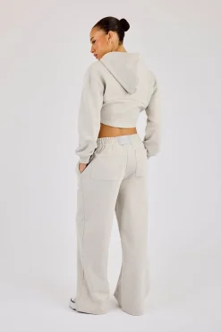 Corset Zip Through Hoodie & Super Baggy Wide Leg Jogger - Ash Grey