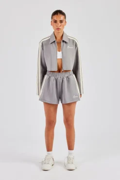 Cropped Harrington Taping Jacket & Shorts - Grey