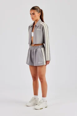 Cropped Harrington Taping Jacket & Shorts - Grey