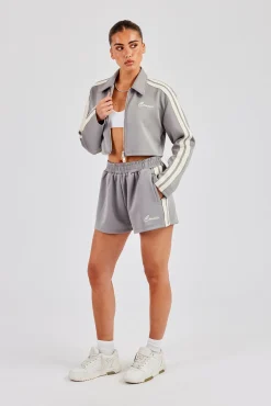 Cropped Harrington Taping Jacket & Shorts - Grey