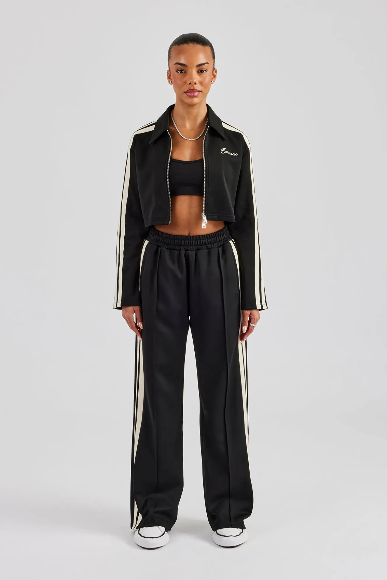 Cropped Harrington Taping Tracksuit - Black