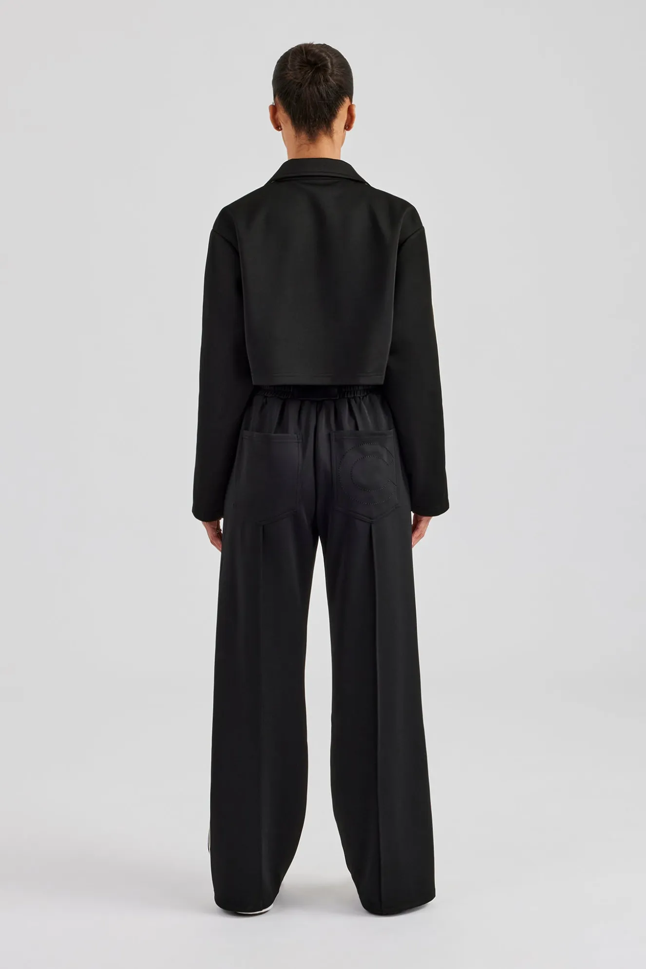 Cropped Harrington Taping Tracksuit - Black