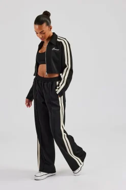 Cropped Harrington Taping Tracksuit - Black