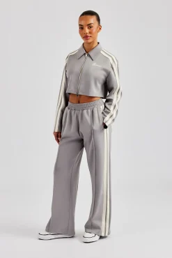 Cropped Harrington Taping Tracksuit - Grey