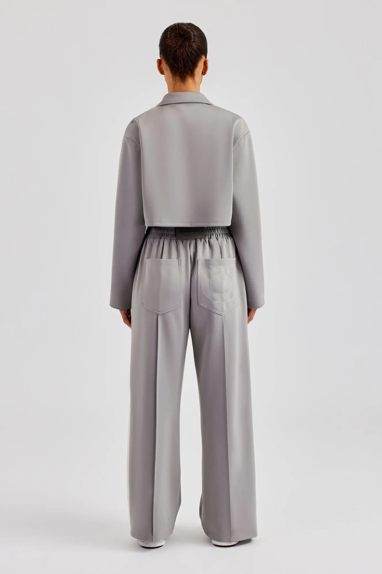 Cropped Harrington Taping Tracksuit - Grey