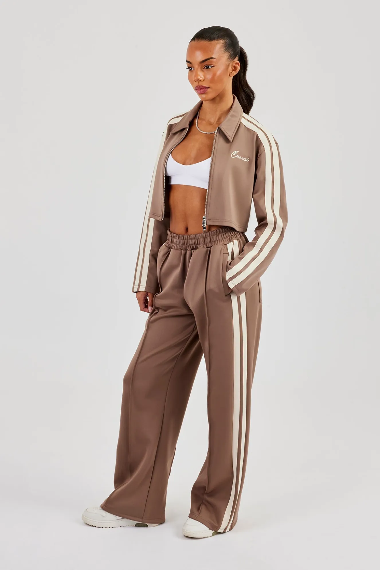 Cropped Harrington Taping Tracksuit - Taupe