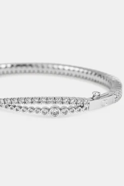 Crossover Mixed Shape Bangle - 2mm - White