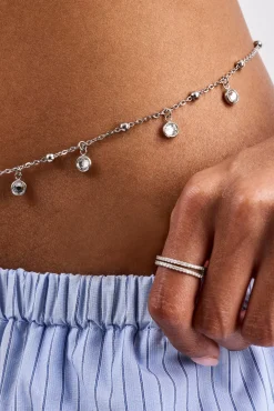 CZ Droplet Body Chain - 10mm - White