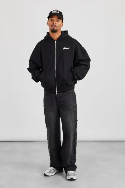 Denim Applique C86 Baggy Jean - Washed Black