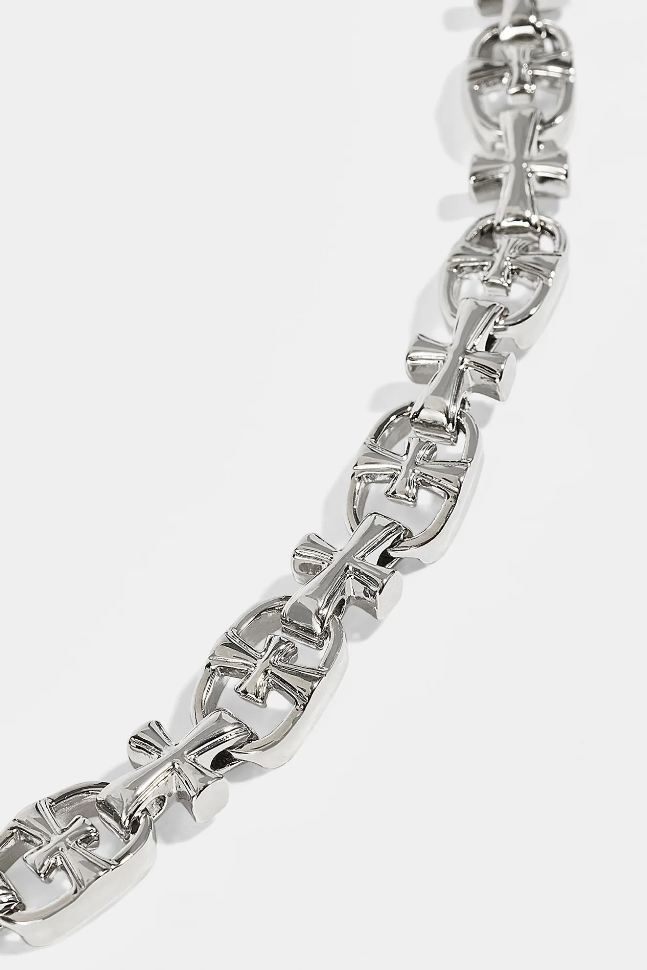 Denim Bermuda Jorts & 10mm Polished Multi Cross Polished Jean Chain - Washed Black