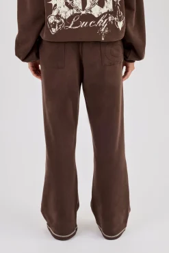 Distressed 86 Wide Leg Jogger - Chocolate