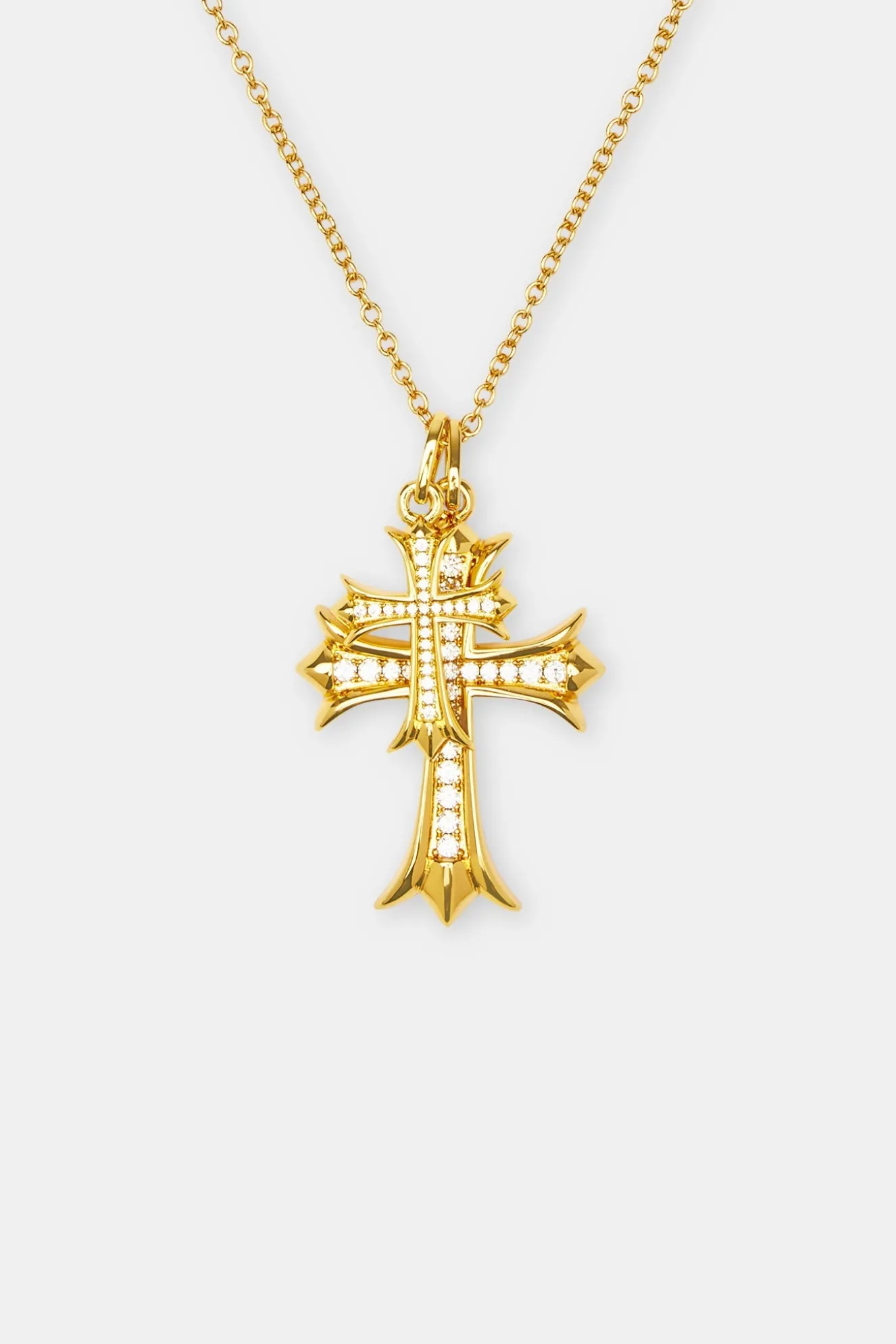 Double Iced Cross Necklace - 40mm