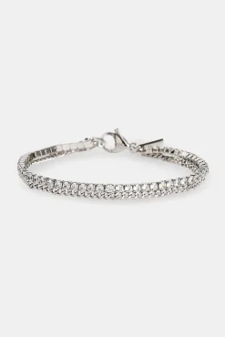 Double Layer Micro Tennis & Cuban Bracelet - 2.5mm - White