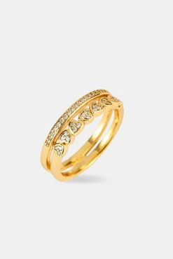 Double Row Heart Tennis Ring - 5mm - Gold