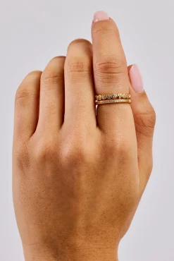 Double Row Heart Tennis Ring - 5mm - Gold