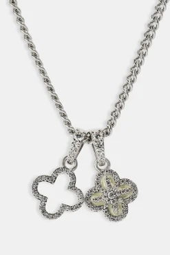 Double Star Motif Necklace - 8mm - White
