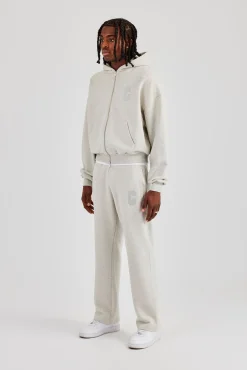 Embroidered C Boxy Zip Through Tracksuit - Ash Grey