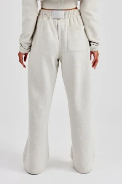 Embroidered Cernucci Wide Leg Jogger - Ash Grey