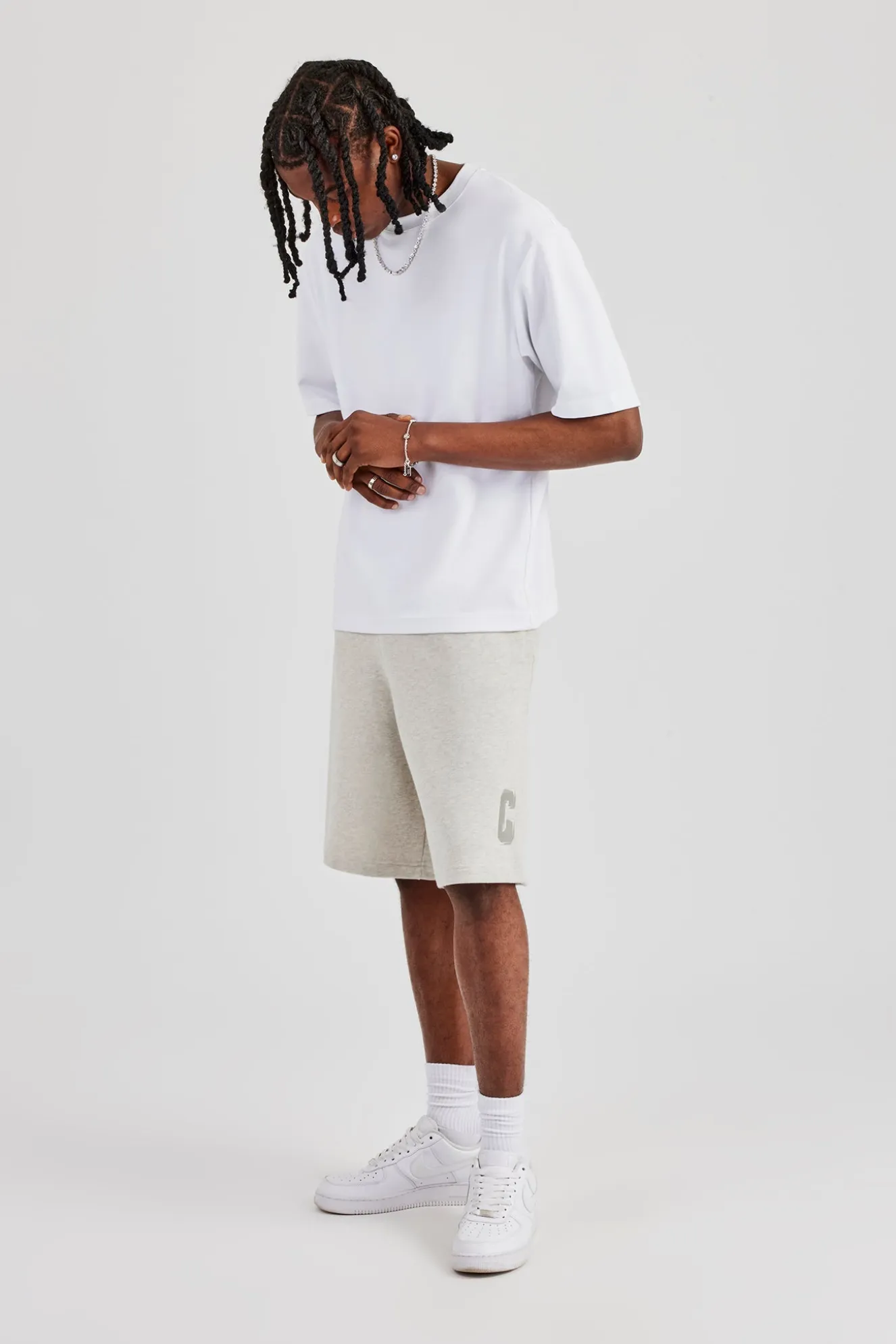 Embroidered C Jort - Ash Grey