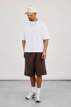 Embroidered Jersey Jort - Coffee