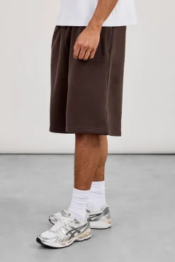 Embroidered Jersey Jort - Coffee