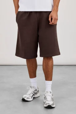 Embroidered Jersey Jort - Coffee