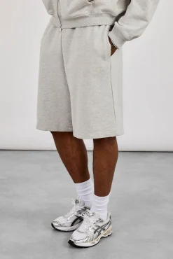 Embroidered Jersey Jort - Grey Marl