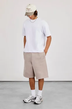Embroidered Jersey Jort - Stone