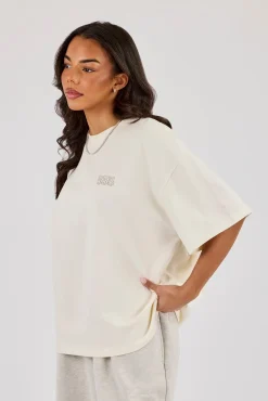 555 Embroidered Oversized T-Shirt - Off White