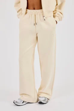 Embroidered Wide Leg Jogger - Butter Yellow