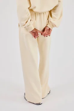 Embroidered Wide Leg Jogger - Butter Yellow