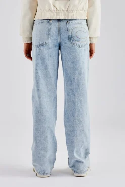 Etched Relaxed Denim Jean - Ice Blue