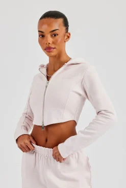 Fitted Reverse Loopback Hoodie - Light Pink