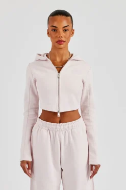 Fitted Reverse Loopback Hoodie - Light Pink