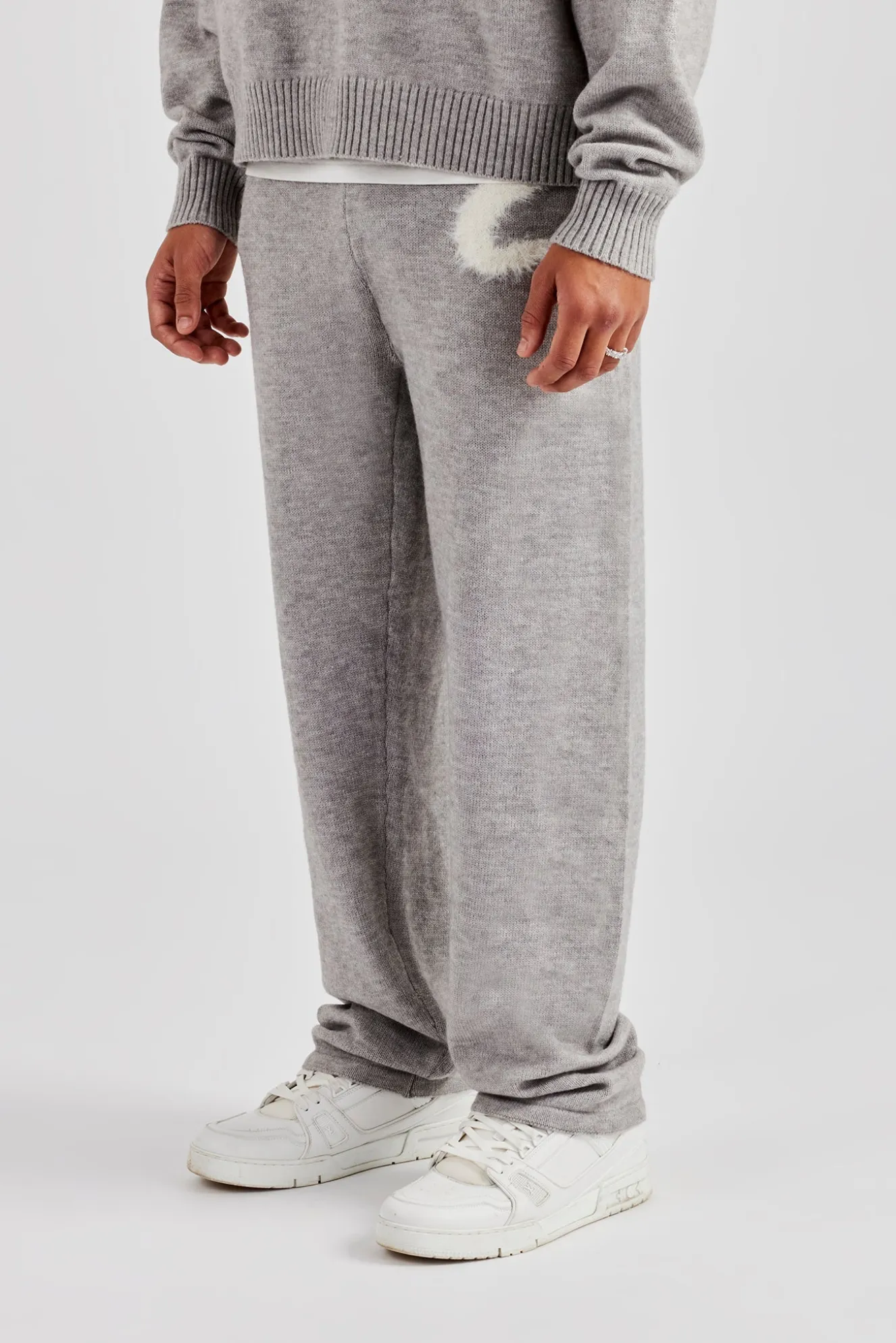 Fluffy Intarsia C Jogger - Grey