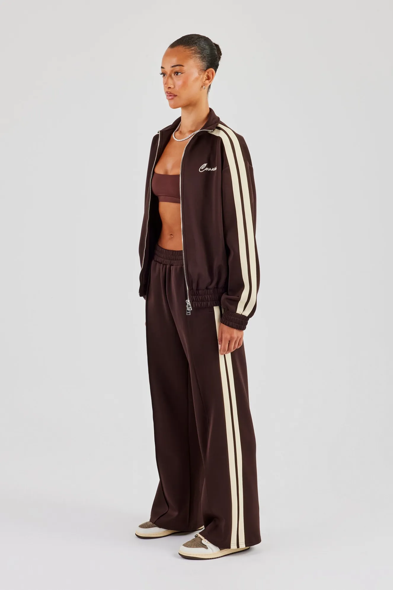 Funnel Neck Butter Yellow Taping Zip Through Tracksuit
