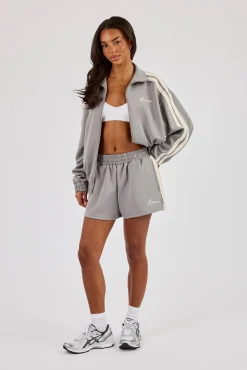 Funnel Neck Taping Jacket & Shorts - Grey