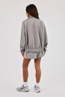 Funnel Neck Taping Jacket & Shorts - Grey