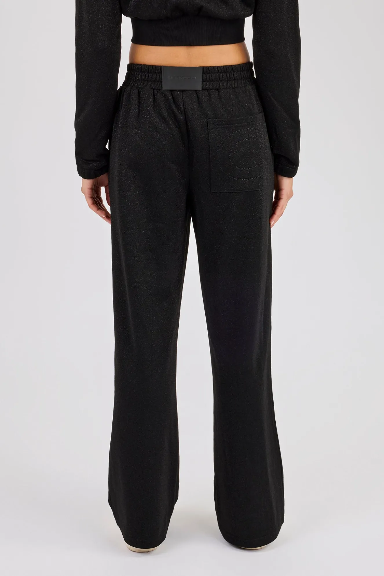 Glitter Wide Leg Jogger - Black