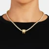 Gold Plated Iced E Letter Block Pendant