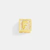 Gold Plated Iced F Letter Block Pendant
