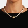 Gold Plated Iced X Letter Block Pendant