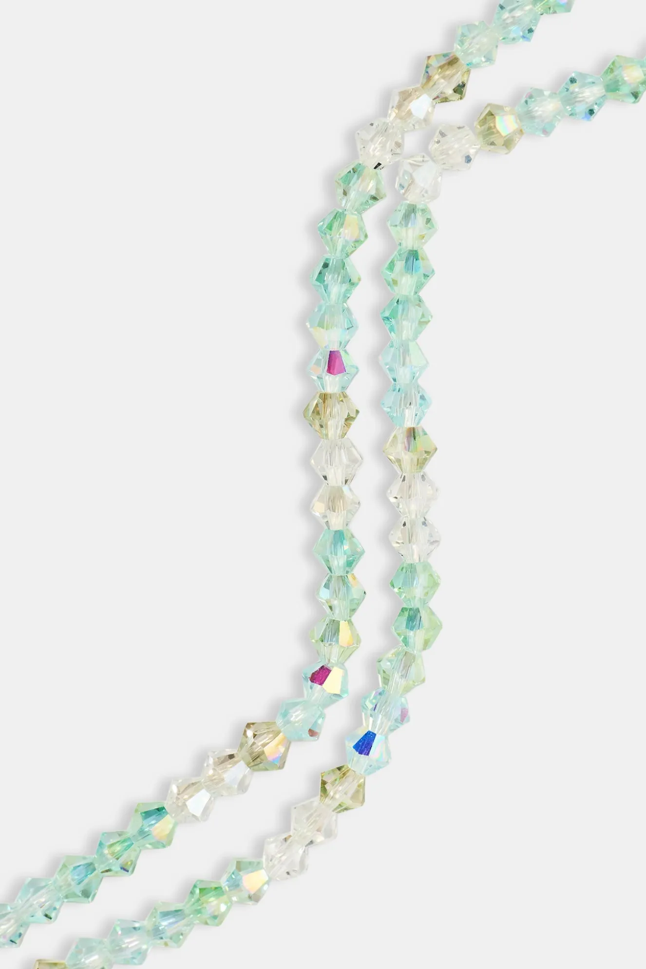 Green Double Layer Glass Bead Bracelet - 4mm - White
