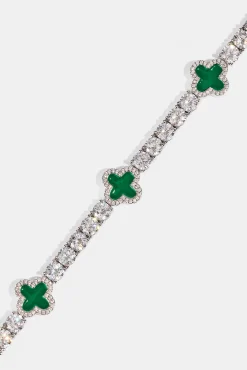 Green Motif Tennis Bracelet - 5mm