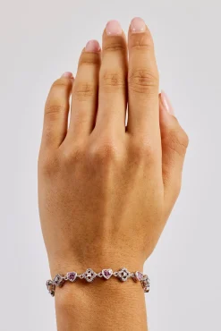 Heart & Iced Motif Gem Bracelet - 6mm - White